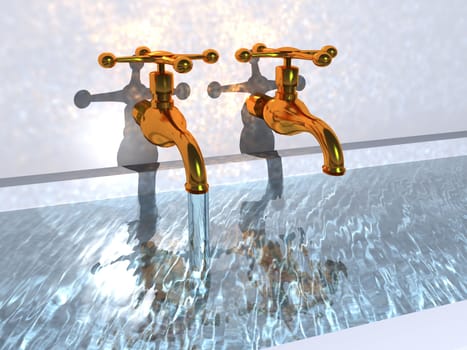the taps of the bath