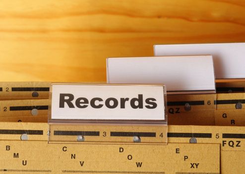 records word on business folder index showing office concept