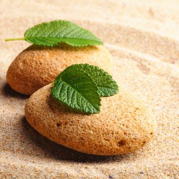 zen garden or spa still life with stone pebble and sand