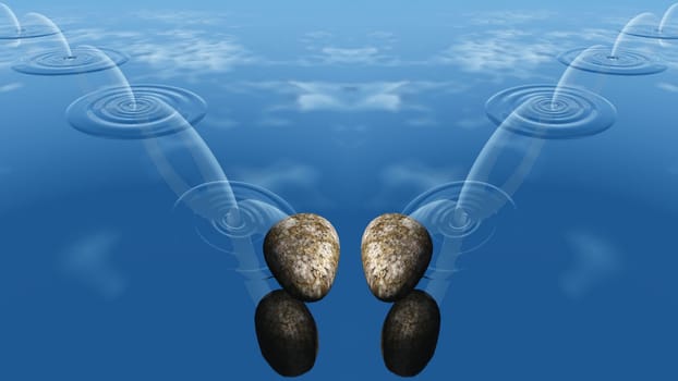 ricochets of a stone on water 
