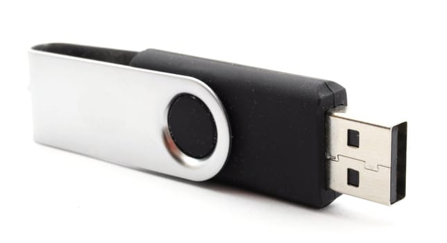 usb stick or flash drive showing data concept on white background