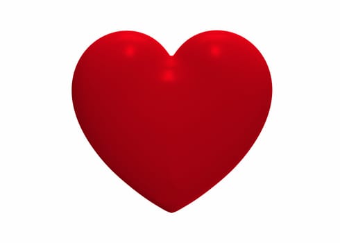 Red heart isolated on white background, render