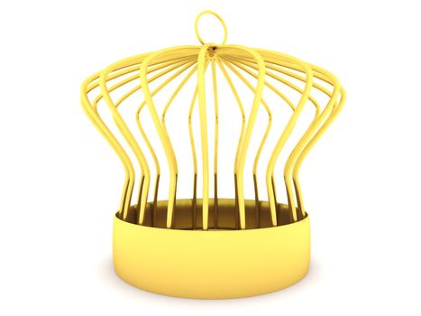 Golden cage  isolated on a white background