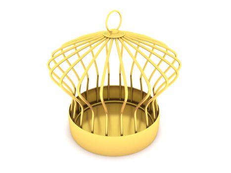 Golden cage  isolated on a white background