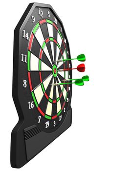 target and three darts, green and red