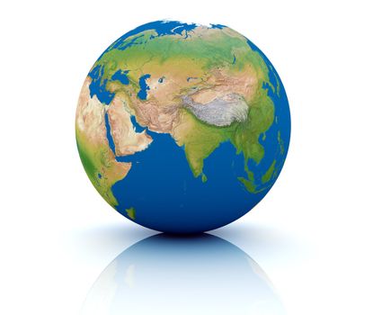 3d render of an earth globe on white background