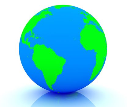 3d render of an earth globe on white background