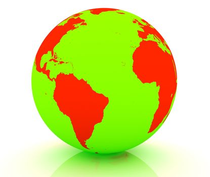 3d render of an earth globe on white background