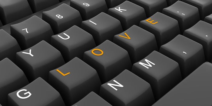 the word &quot;love&quot; on the black keyboard