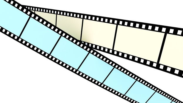 Colored film on white background crossing screen