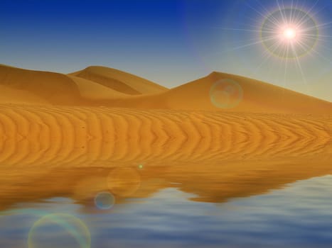 desert  sand and reflection in the water