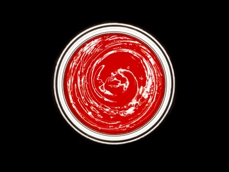 Red Paint can from above on black background