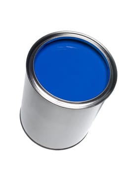 Blue Paint can isolated on white background