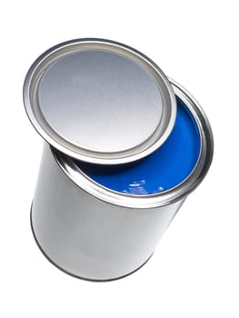 Blue Paint can isolated on white background
