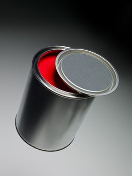 Red Paint can on toned background