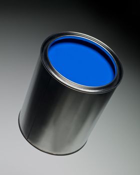 Blue Paint can on toned background
