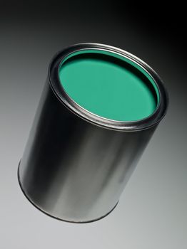 Green Paint can on toned background