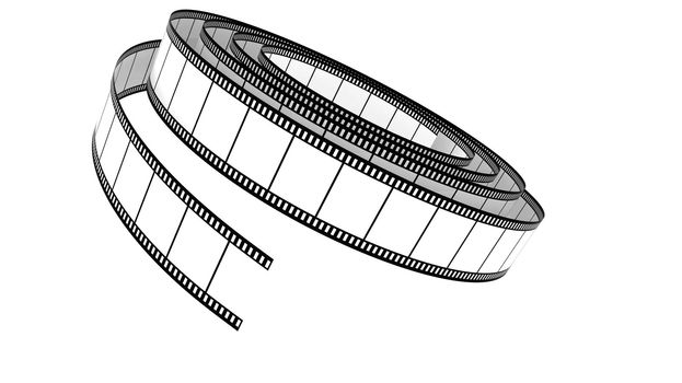 White Segment color film rolled down on a white background