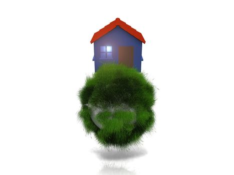 little  house on a ball of grass