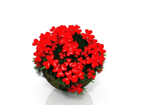 heart flower ball in a white background