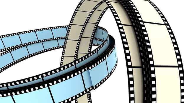 Two 3d blank films rings over white background