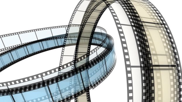 Two 3d blank films rings over white background