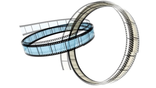 Two 3d blank films rings over white background