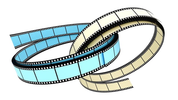 Two 3d blank films rings over white background