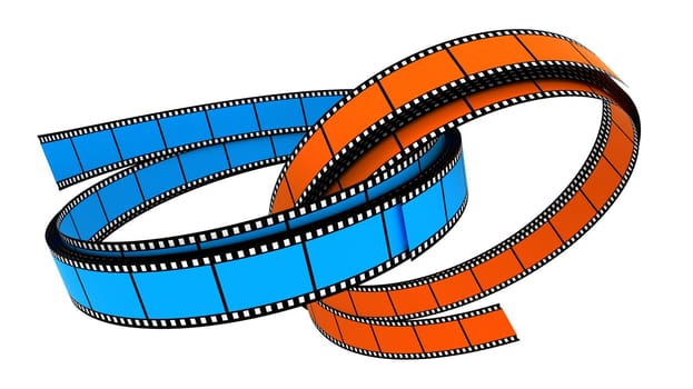 Two 3d blank films rings over white background