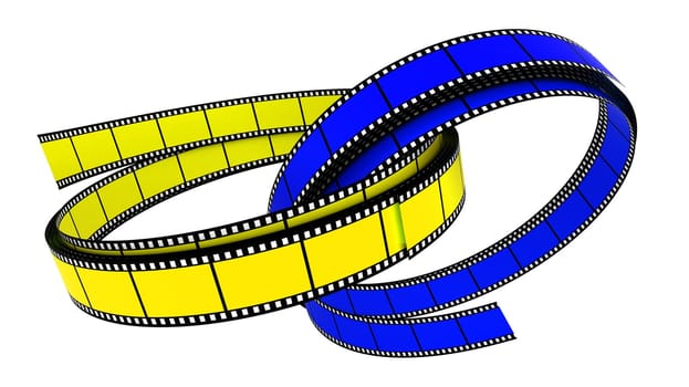 Two 3d blank films rings over white background