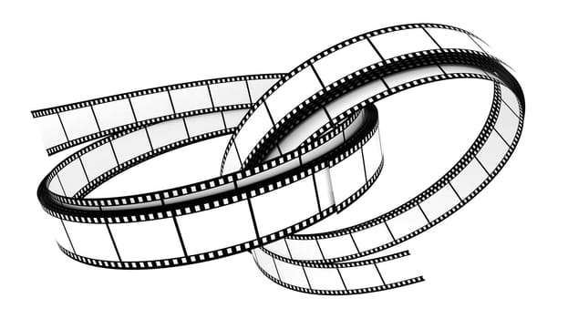 Two 3d blank films rings over white background