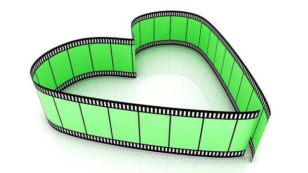 3d blank films heart over white background