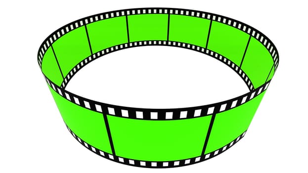 Green 3d blank films ring over white background