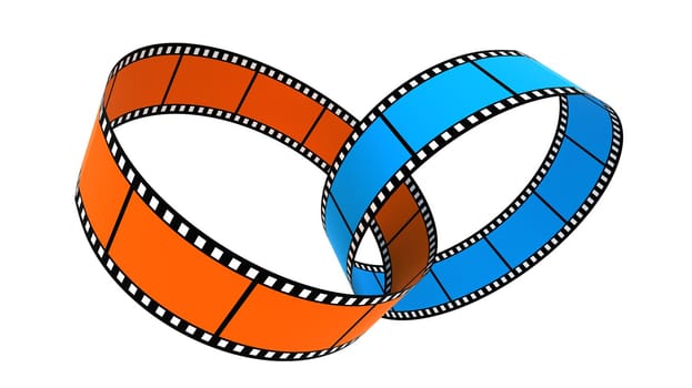 Two 3d blank films rings over white background