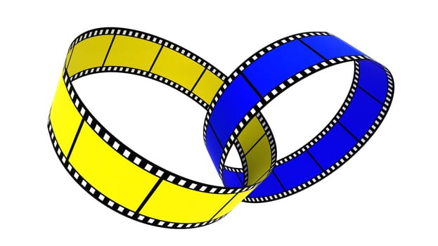 Two 3d blank films rings over white background