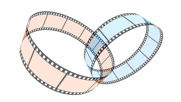 Two 3d blank films rings over white background