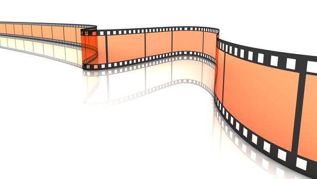 3d blank film on white backgroung. Orange