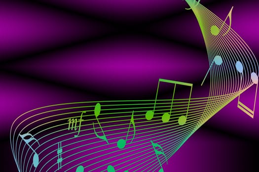 Abstract background of colorful music notes