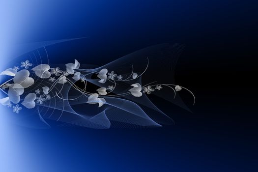 Modern abstract background of blue leaves