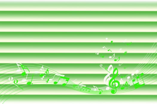 Abstract background of green music notes