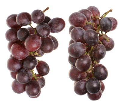 Bunch of red grapes isolated on white background