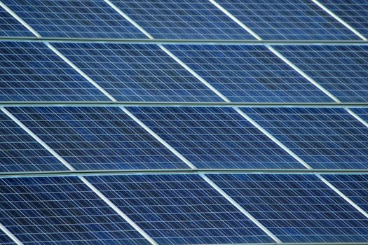 Close up of solar panels on a roof