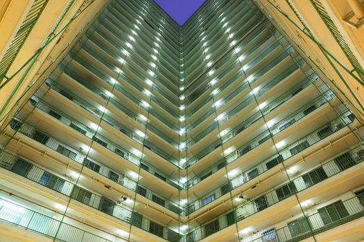 apartment building block at night