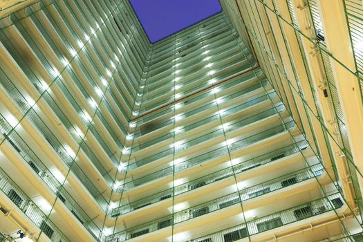 apartment building block at night
