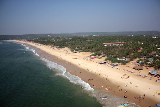 An aerial view of a beach in Goa.