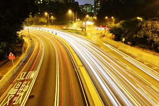 light trails in mega city