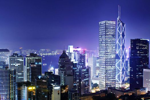 office building at night in hong kong
