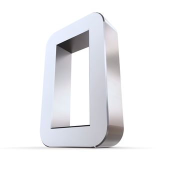 shiny 3d number 0 made of silver/chrome - OCR character look