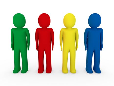 3d human team blue red green yellow business