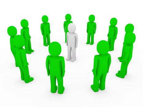 3d human circle green white business group team